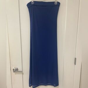 Blue Strapless Midi Dress